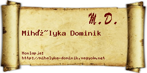 Mihályka Dominik névjegykártya